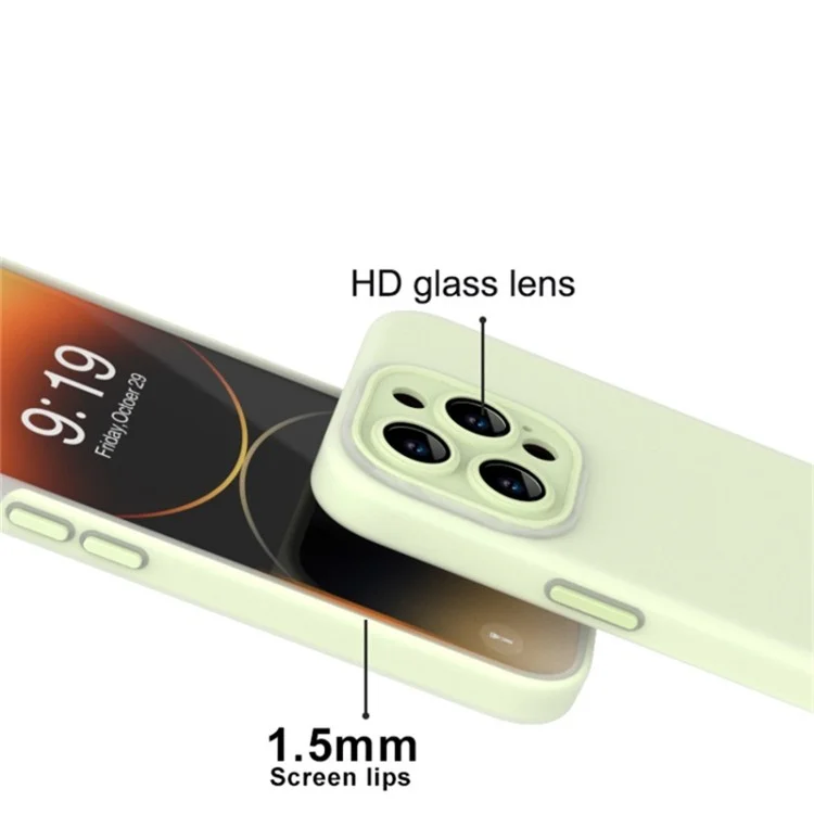 Für iPhone 14 Pro Case mit Glas-Linsen-Film, flüssiges Silikon-Soft-Phone-Cover - Blau