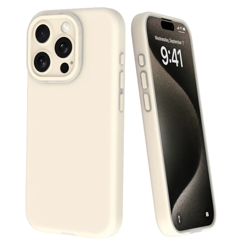 For iPhone 14 Pro Max Case Liquid Silicone Dust-proof Phone Cover with Lens Film - White