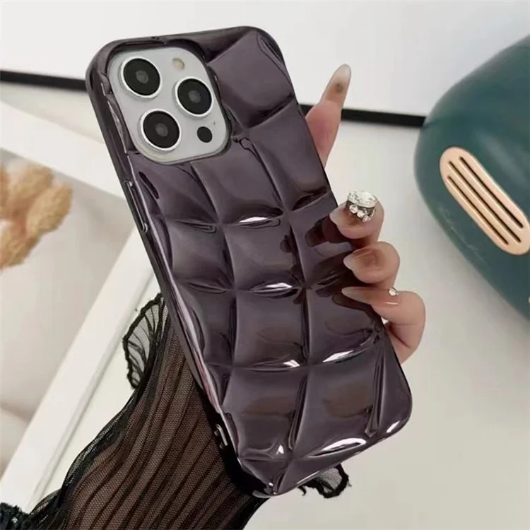 Per iPhone 14 Pro TPU Case Custodia antiurto con motivo a griglia a rombi con finitura galvanica - Nero