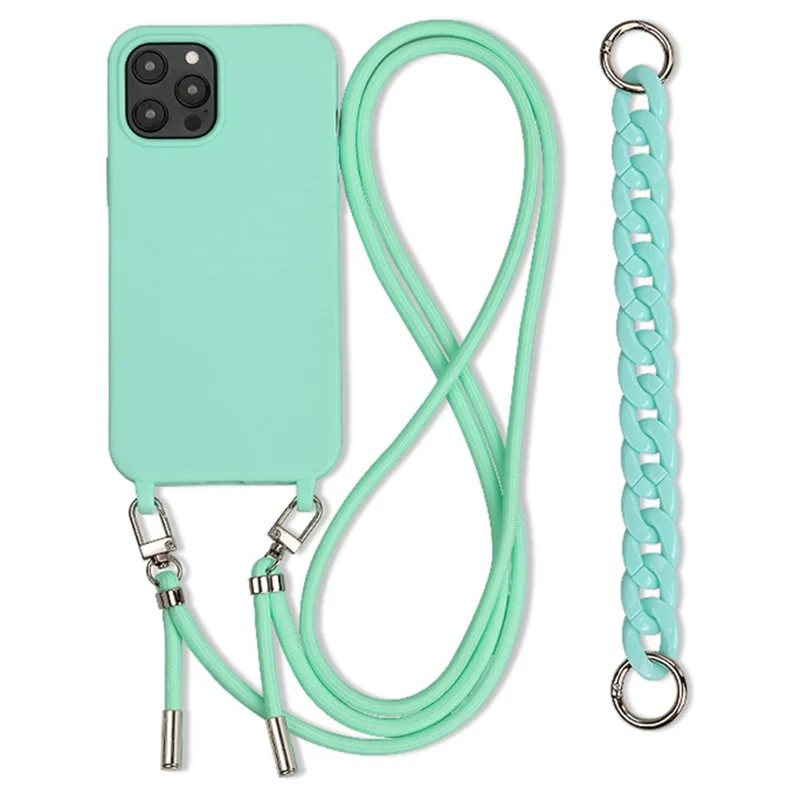 For iPhone 13 Pro Max Case Soft TPU Cell Phone Cover with Straps - Mint Green