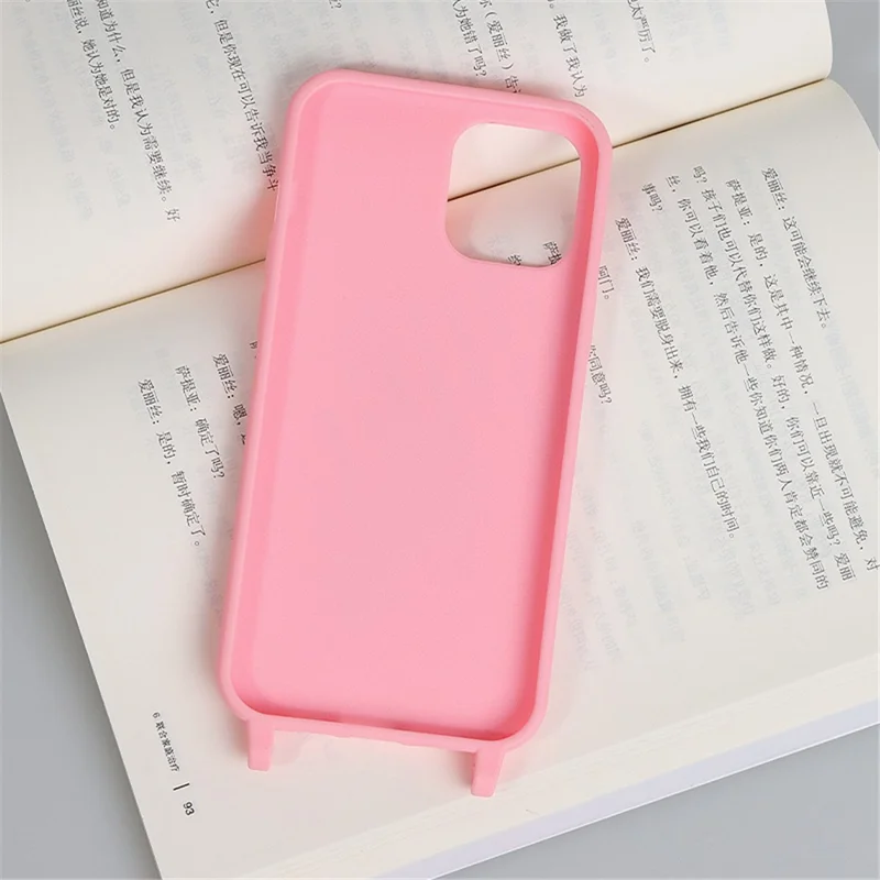 For iPhone 14 Pro Max Case Soft TPU Shock-Absorbent Smart Phone Cover with Straps - Pink