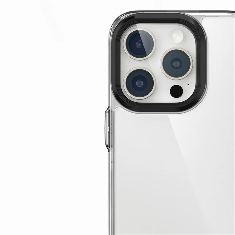 For iPhone 13 Pro Max Case PC+TPU Clear Phone Cover with Adjustable Lanyard - Transparent Black+Black Lanyard