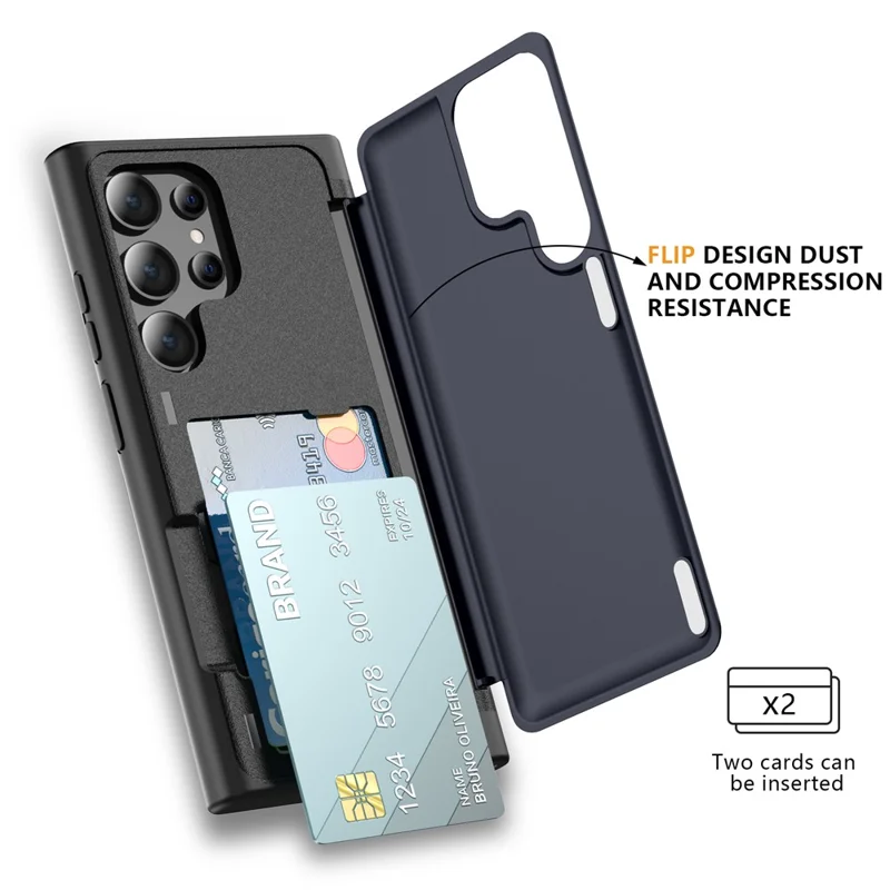 For Samsung Galaxy S21 Ultra 5G Kickstand Back Cover TPU+PC Dual Layer Phone Case - Navy Blue