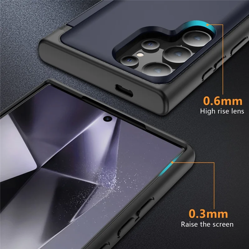 For Samsung Galaxy S21 Ultra 5G Kickstand Back Cover TPU+PC Dual Layer Phone Case - Navy Blue