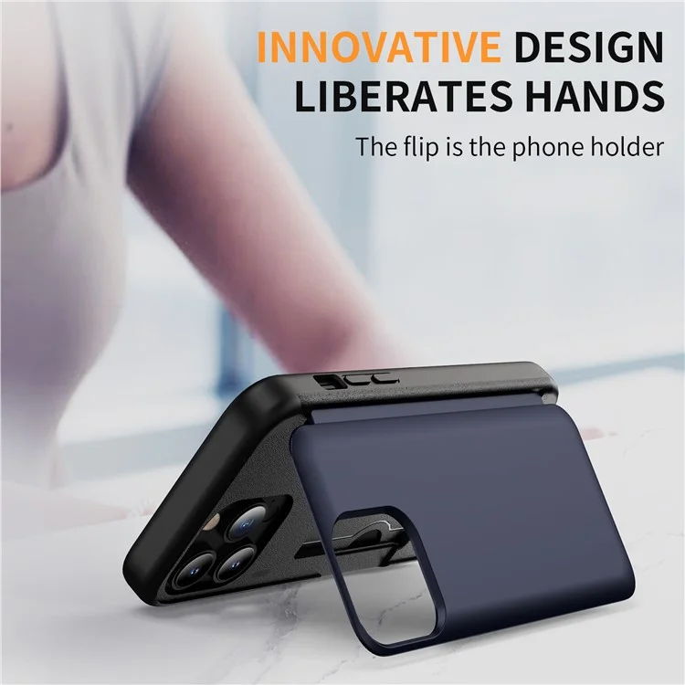 For iPhone 12 Pro 6.1 inch / 12 6.1 inch Cell Phone Case Flip Kickstand TPU+PC Cover - Sapphire