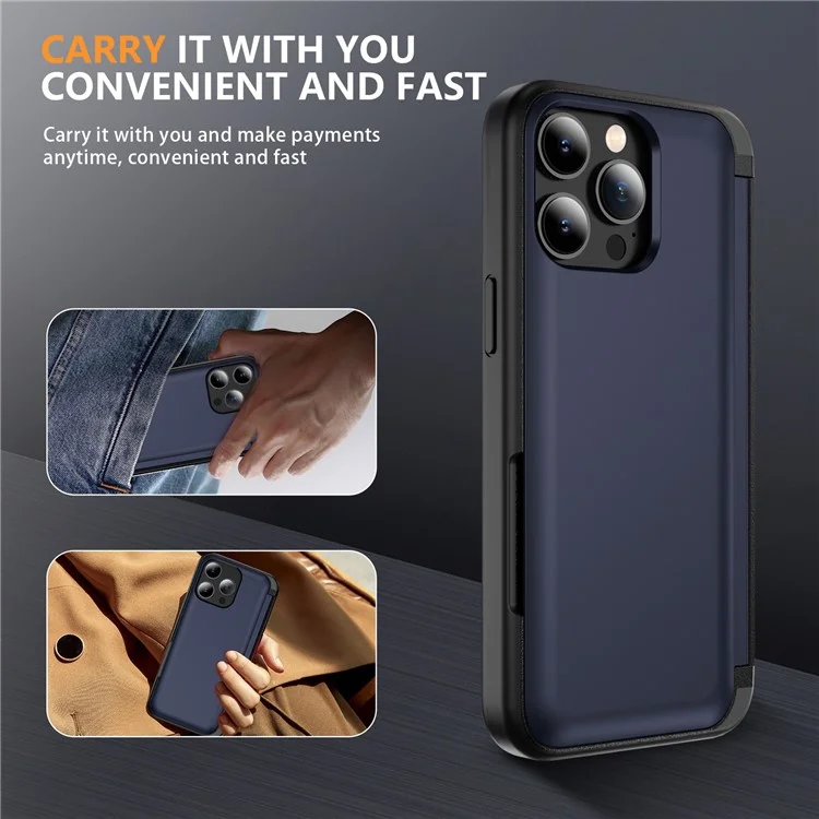 For iPhone 12 Pro 6.1 inch / 12 6.1 inch Cell Phone Case Flip Kickstand TPU+PC Cover - Sapphire