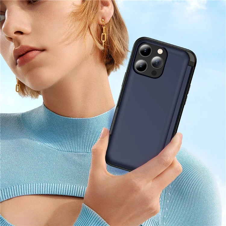 For iPhone 12 Pro 6.1 inch / 12 6.1 inch Cell Phone Case Flip Kickstand TPU+PC Cover - Sapphire
