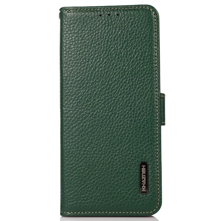 KHAZNEH Para Xiaomi Redmi A3 / Poco C61 4G Funda Magnética de Teléfono Móvil de Piel de Vaca Genuina con Bloqueo RFID - Verde