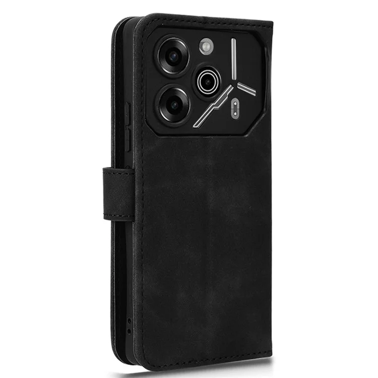 For TECNO Pova 6 Pro 5G Case Skin-Touch Texture Foldable Stand Phone Cover - Black