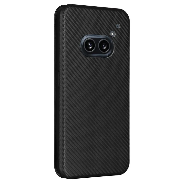 For Nothing Phone (2a) Plus / Phone (2a) Case Carbon Fiber Texture PU Leather Magnetic Closure Phone Cover - Black