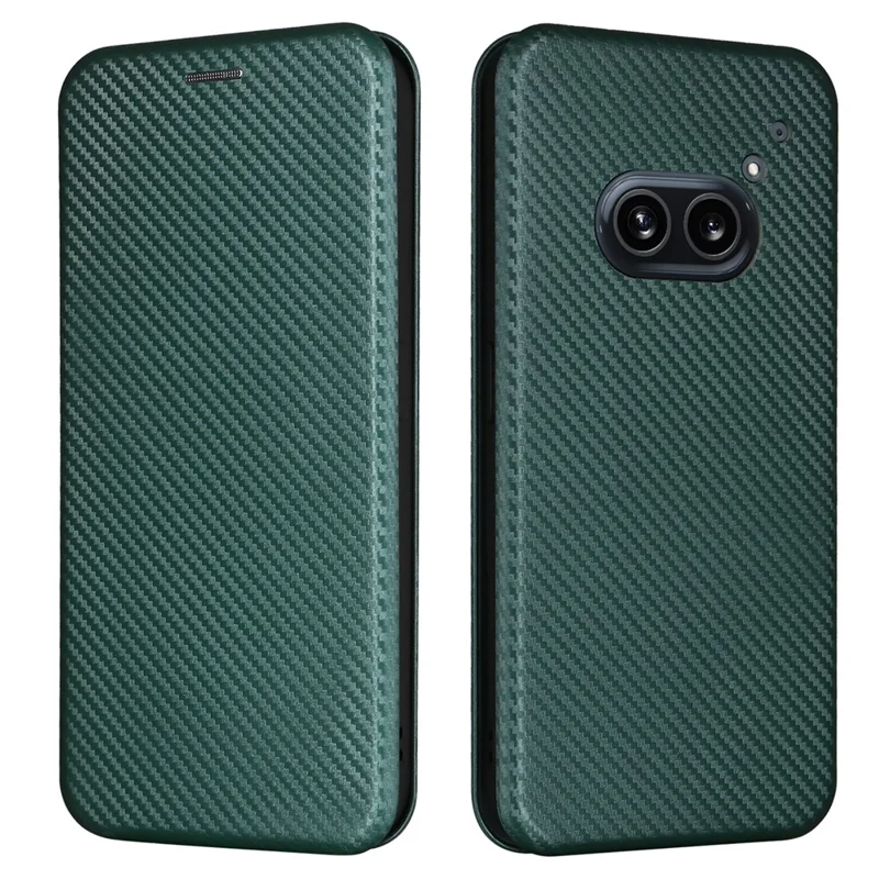 For Nothing Phone (2a) Plus / Phone (2a) Case Carbon Fiber Texture PU Leather Magnetic Closure Phone Cover - Green