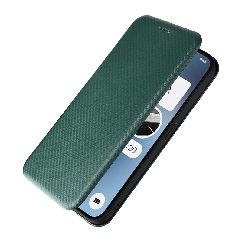 For Nothing Phone (2a) Plus / Phone (2a) Case Carbon Fiber Texture PU Leather Magnetic Closure Phone Cover - Green