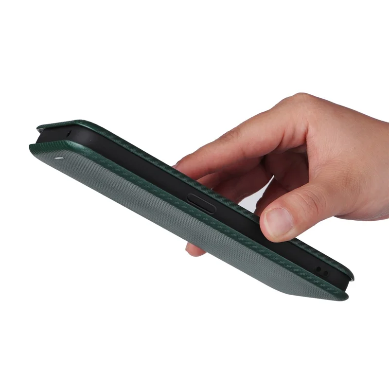 For Nothing Phone (2a) Plus / Phone (2a) Case Carbon Fiber Texture PU Leather Magnetic Closure Phone Cover - Green