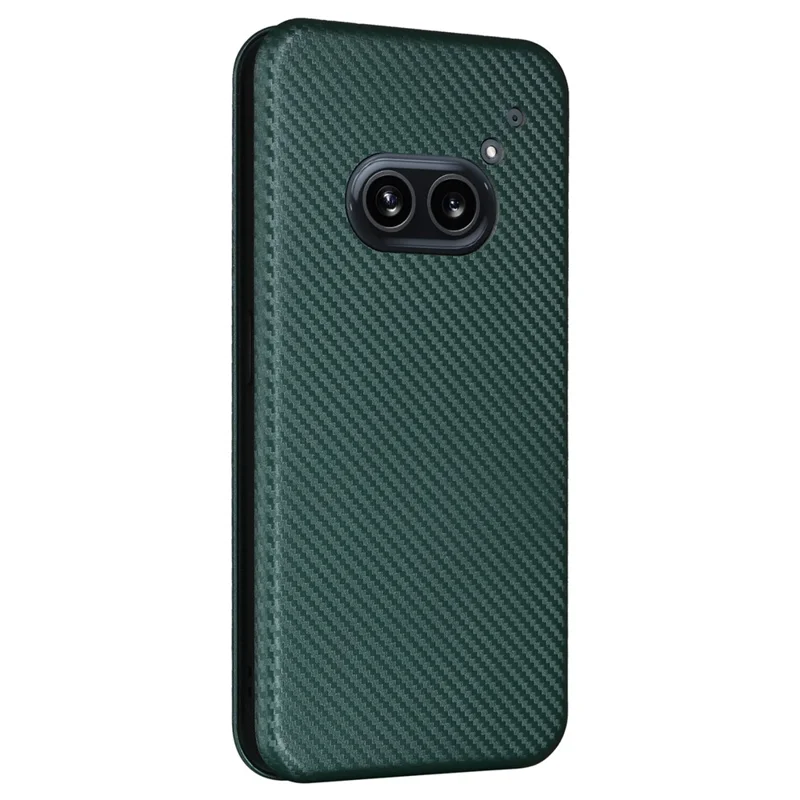 For Nothing Phone (2a) Plus / Phone (2a) Case Carbon Fiber Texture PU Leather Magnetic Closure Phone Cover - Green