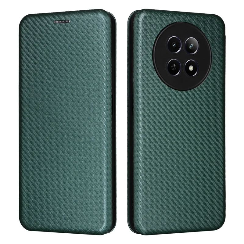 For Realme 12 5G / 12x 5G Case Card Slots Carbon Fiber Texture Phone Cover - Green