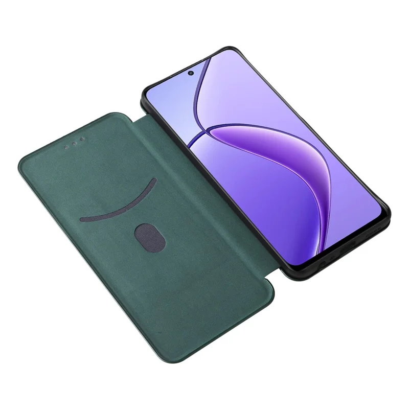 For Realme 12 5G / 12x 5G Case Card Slots Carbon Fiber Texture Phone Cover - Green