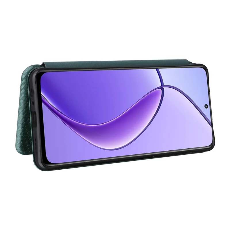 For Realme 12 5G / 12x 5G Case Card Slots Carbon Fiber Texture Phone Cover - Green