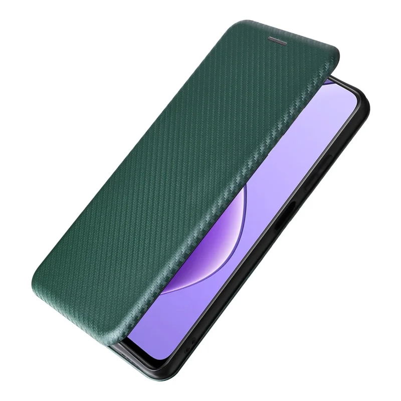 For Realme 12 5G / 12x 5G Case Card Slots Carbon Fiber Texture Phone Cover - Green