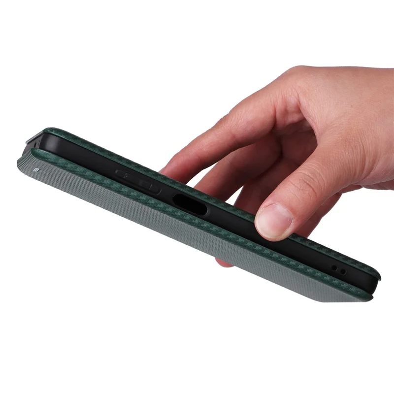 For Realme 12 5G / 12x 5G Case Card Slots Carbon Fiber Texture Phone Cover - Green