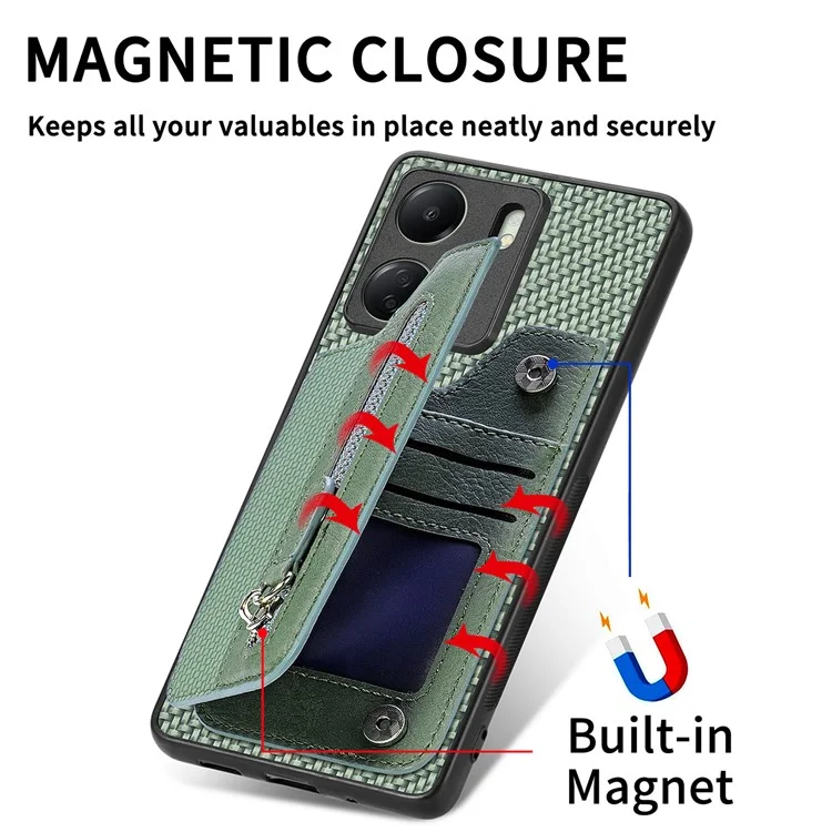 C1-04 для Xiaomi Redmi 13C 4G / 13C 5G / 13R 5G / Poco M6 5G / Poco C65 4G Чехол-книжка для телефона с подставкой PU+PC+TPU - черный