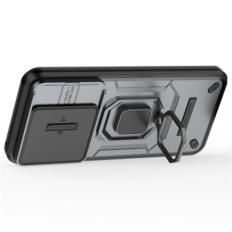 For Huawei Pura 70 Case PC+TPU Protective Phone Shell with Slide Lens Cover - Grey