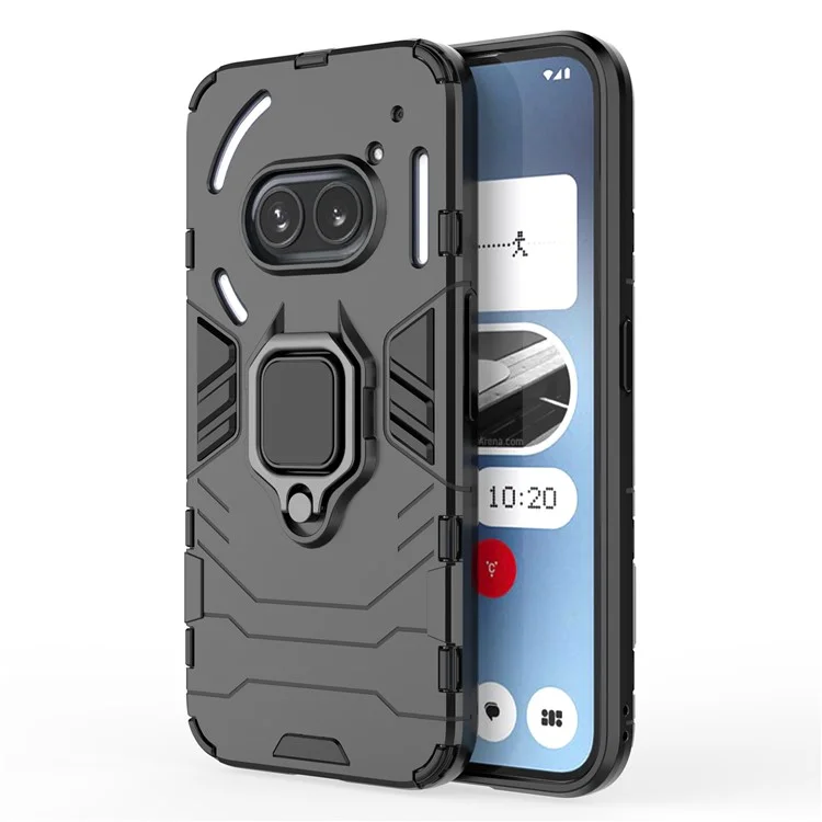 For Nothing Phone (2a) Plus / Phone (2a) Case PC+TPU Drop-Resistant Kickstand Cell Phone Shell - Black