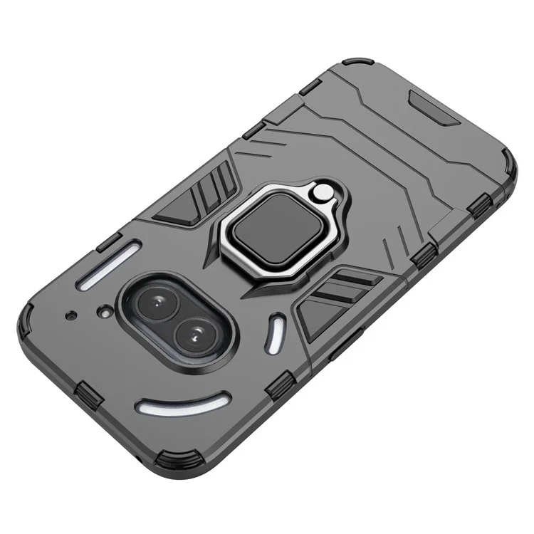 For Nothing Phone (2a) Plus / Phone (2a) Case PC+TPU Drop-Resistant Kickstand Cell Phone Shell - Black