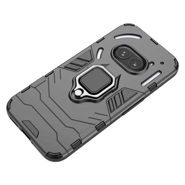 For Nothing Phone (2a) Plus / Phone (2a) Case PC+TPU Drop-Resistant Kickstand Cell Phone Shell - Black