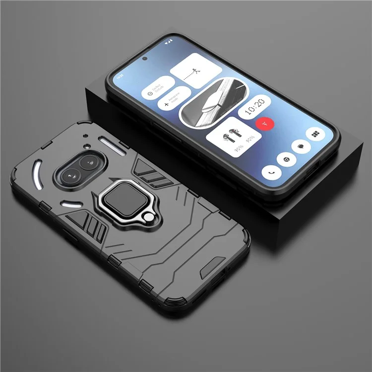 For Nothing Phone (2a) Case PC+TPU Drop-resistant Kickstand Cell Phone Shell - Black