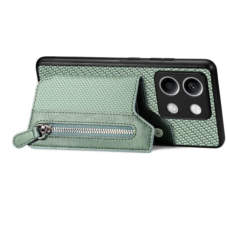 C1-04 For Xiaomi Redmi Note 13 5G Case Leather+PC+TPU Zipper Wallet Phone Cover - Green