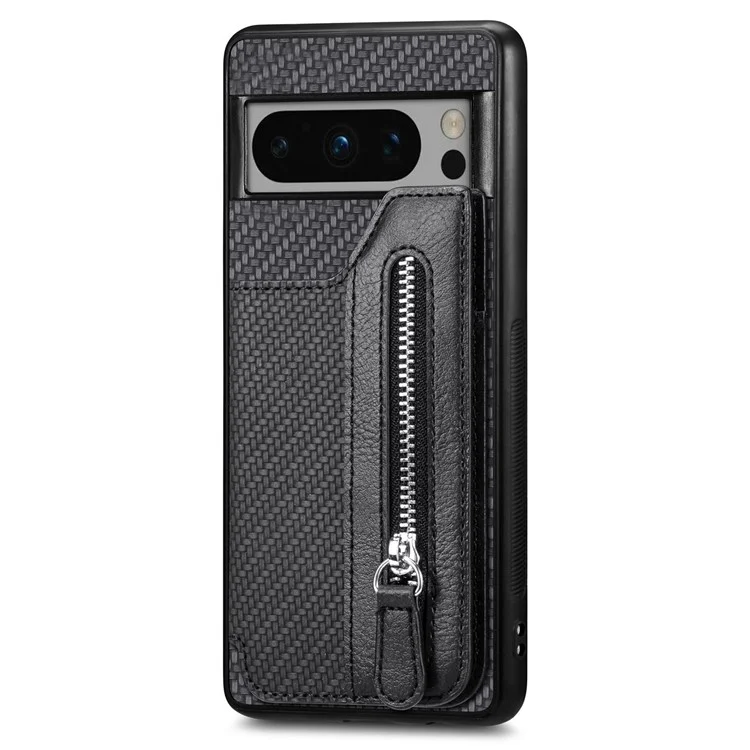 C1-04 For Google Pixel 8 Pro Phone Case Kickstand PU+PC+TPU Wallet Phone Cover - Black