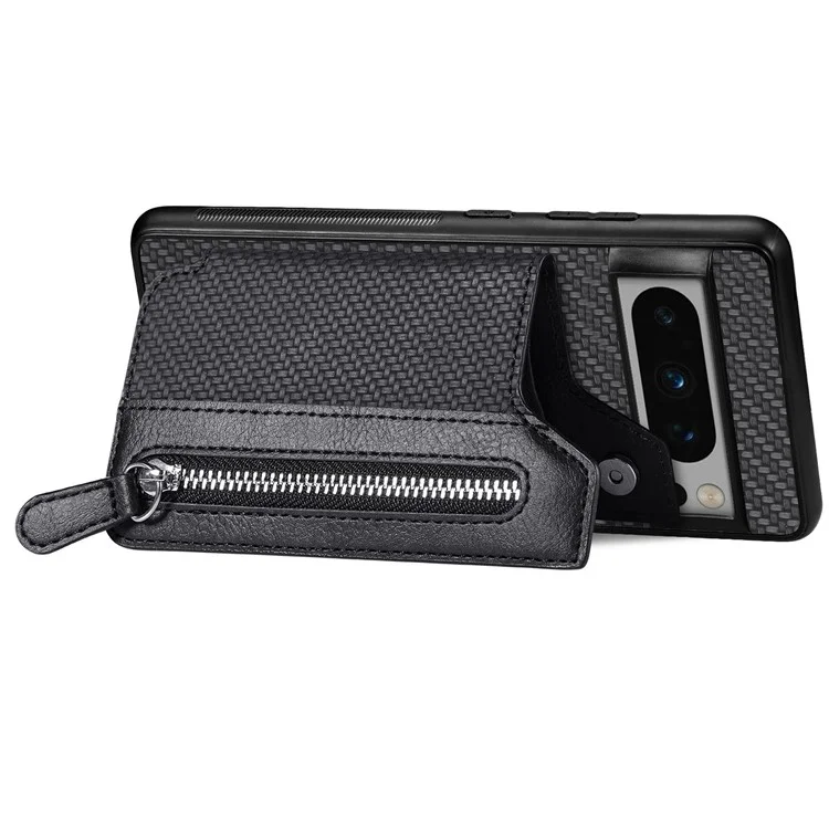 C1-04 For Google Pixel 8 Pro Phone Case Kickstand PU+PC+TPU Wallet Phone Cover - Black