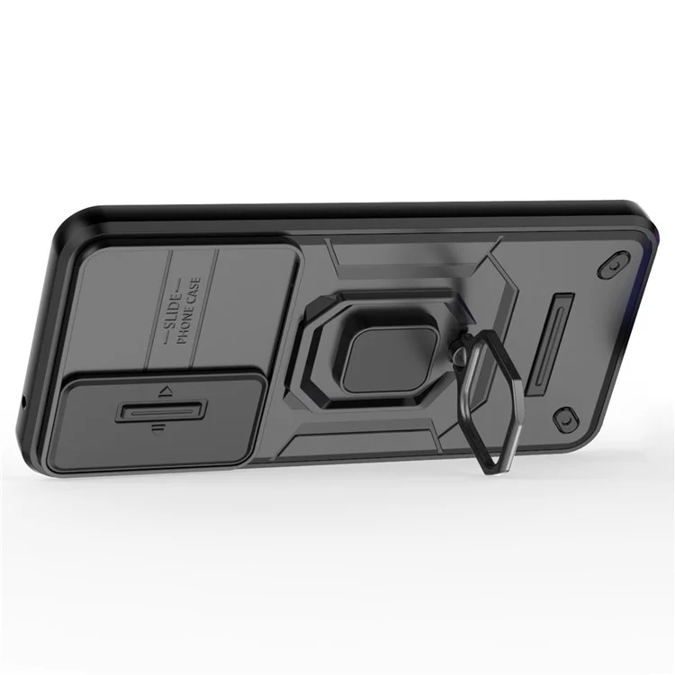 Para Samsung Galaxy A35 5G Case PC+TPU Anti-drop Phone Cover com Tampa Deslizante da Lente - Preto