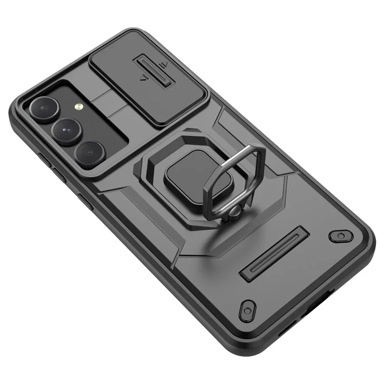 Para Samsung Galaxy A35 5G Case PC+TPU Anti-drop Phone Cover com Tampa Deslizante da Lente - Preto