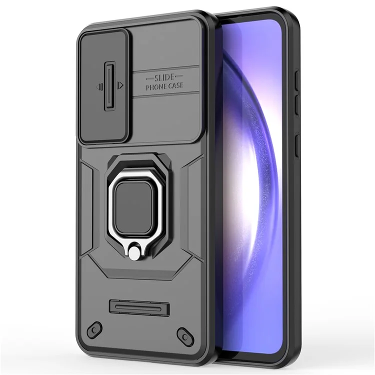 Para Samsung Galaxy A35 5G Case PC+TPU Anti-drop Phone Cover com Tampa Deslizante da Lente - Preto