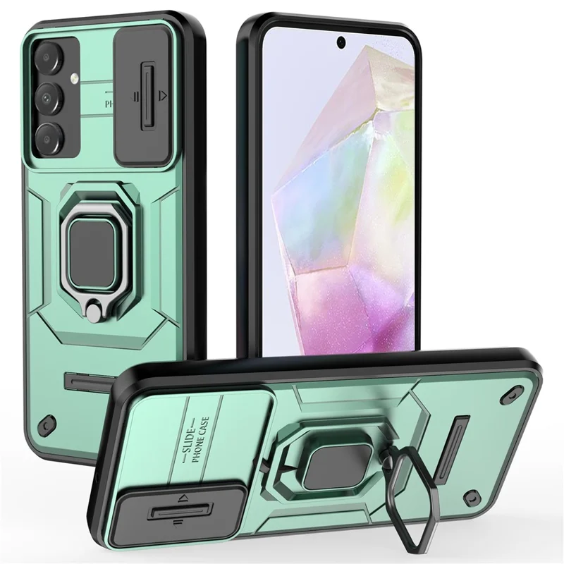 Per Samsung Galaxy A15 4G / A15 5G Custodia Protettiva Slide Lens Cover PC+TPU Phone Shell - Verde