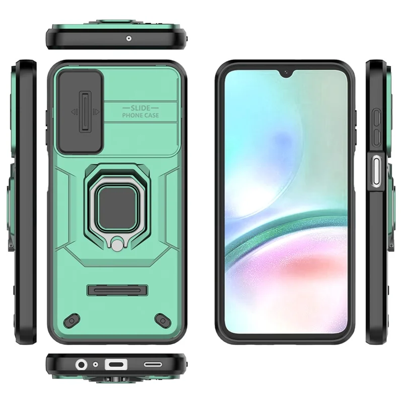 Per Samsung Galaxy A15 4G / A15 5G Custodia Protettiva Slide Lens Cover PC+TPU Phone Shell - Verde
