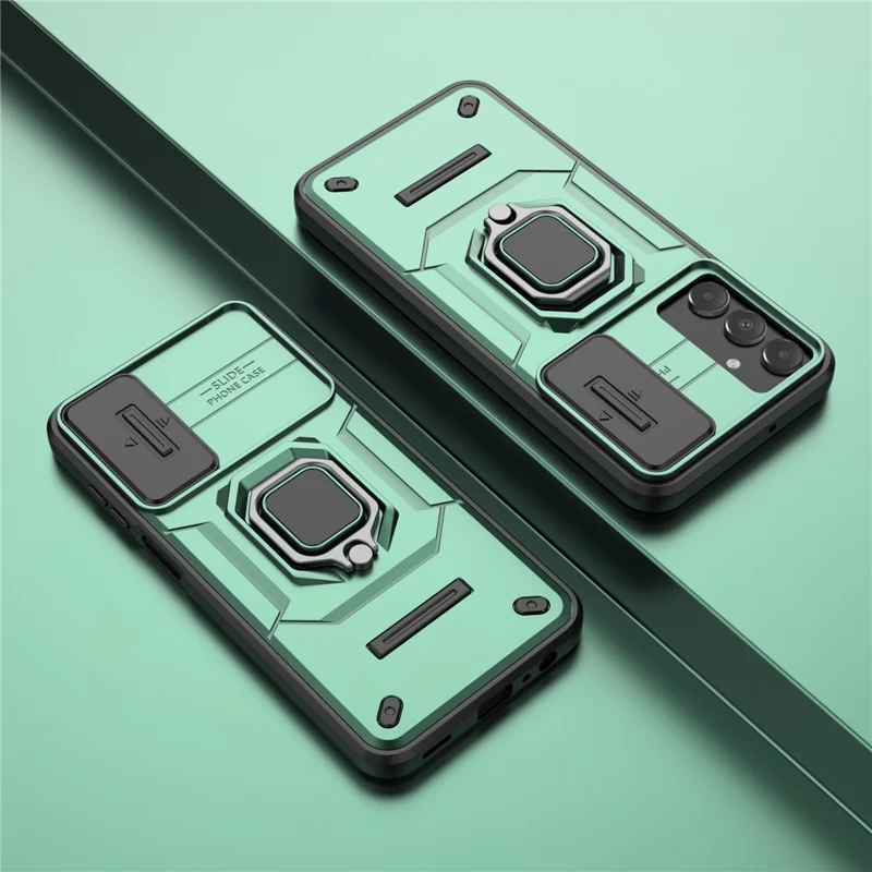 Per Samsung Galaxy A15 4G / A15 5G Custodia Protettiva Slide Lens Cover PC+TPU Phone Shell - Verde