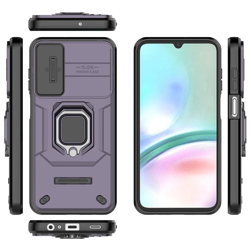 Pour Samsung Galaxy A15 4G / A15 5G Étui de protection avec couvercle d'objectif coulissant PC+TPU Coque de téléphone - Violet