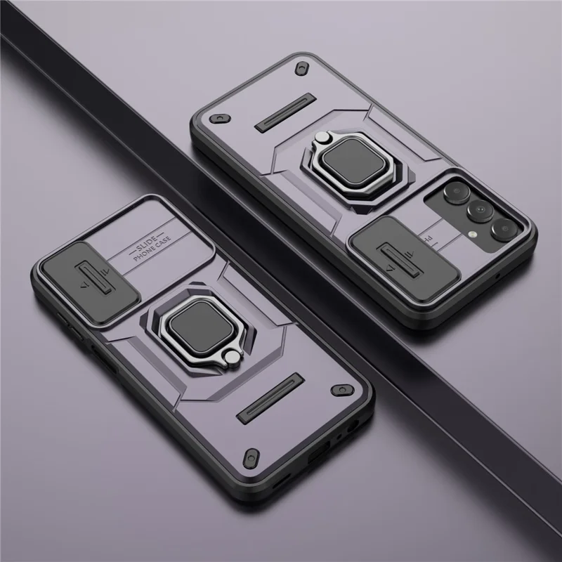 Pour Samsung Galaxy A15 4G / A15 5G Étui de protection avec couvercle d'objectif coulissant PC+TPU Coque de téléphone - Violet