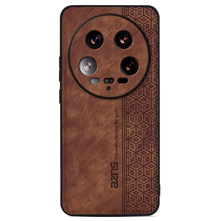 AZNS For Xiaomi 14 Ultra Case Pattern Leather+TPU Drop Protection Phone Cover - Brown
