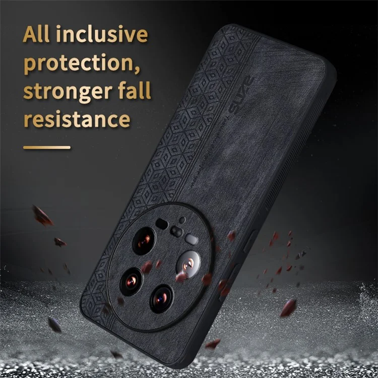 AZNS For Xiaomi 14 Ultra Case Pattern Leather+TPU Drop Protection Phone Cover - Brown