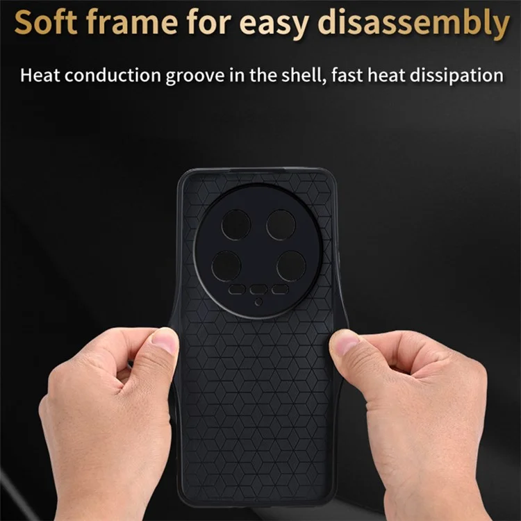 AZNS For Xiaomi 14 Ultra Case Pattern Leather+TPU Drop Protection Phone Cover - Brown