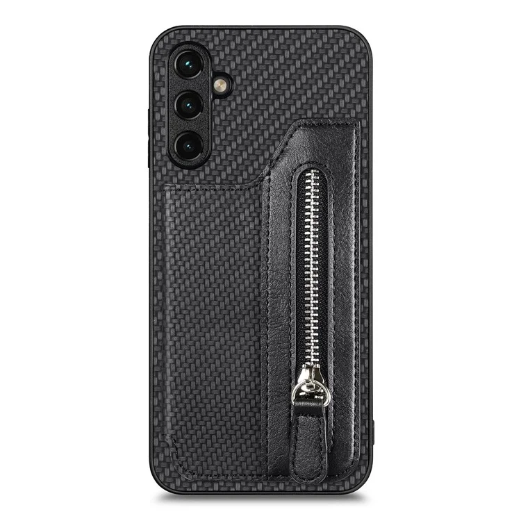 Coque pour Samsung Galaxy A35 5G C1-04 - Cuir + PC + TPU avec fermeture éclair et porte-carte - Noir