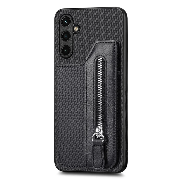 Coque pour Samsung Galaxy A35 5G C1-04 - Cuir + PC + TPU avec fermeture éclair et porte-carte - Noir