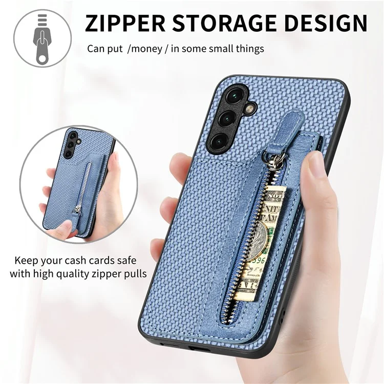 Coque pour Samsung Galaxy A35 5G C1-04 - Cuir + PC + TPU avec fermeture éclair et porte-carte - Noir