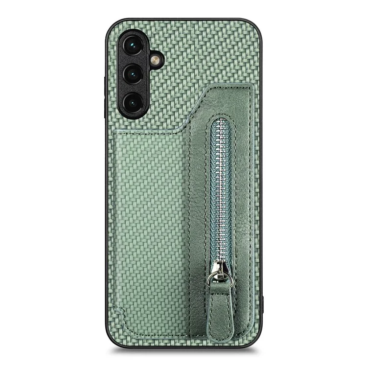 Étui pour Samsung Galaxy A35 5G C1-04 en cuir+PC+TPU avec fermeture éclair et pochette pour smartphone - Vert