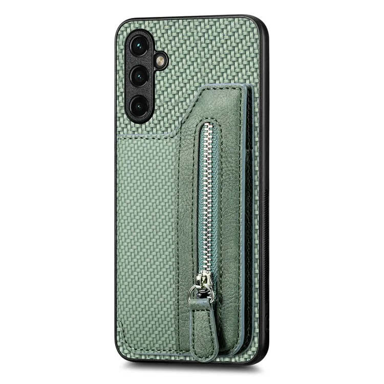 Étui pour Samsung Galaxy A35 5G C1-04 en cuir+PC+TPU avec fermeture éclair et pochette pour smartphone - Vert
