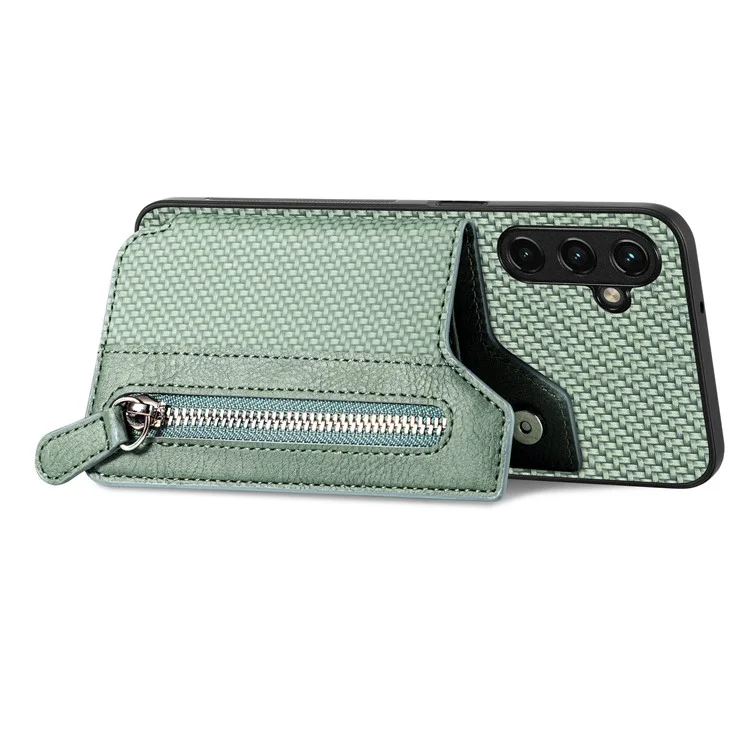 Étui pour Samsung Galaxy A35 5G C1-04 en cuir+PC+TPU avec fermeture éclair et pochette pour smartphone - Vert