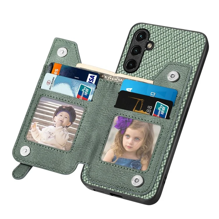 Étui pour Samsung Galaxy A35 5G C1-04 en cuir+PC+TPU avec fermeture éclair et pochette pour smartphone - Vert